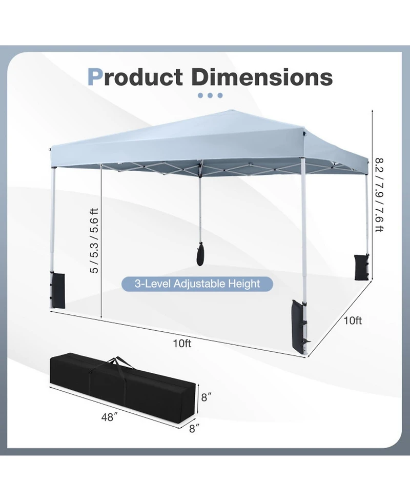 Gouun 10 x 10 Feet Pop Up Canopy Tent with Carry Bag and 4 Sandbags