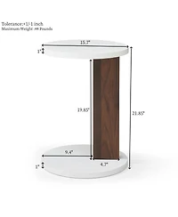 Streamdale Furniture C-Shaped End Table Rustic Wood Side Table for Living Room and Bedroom