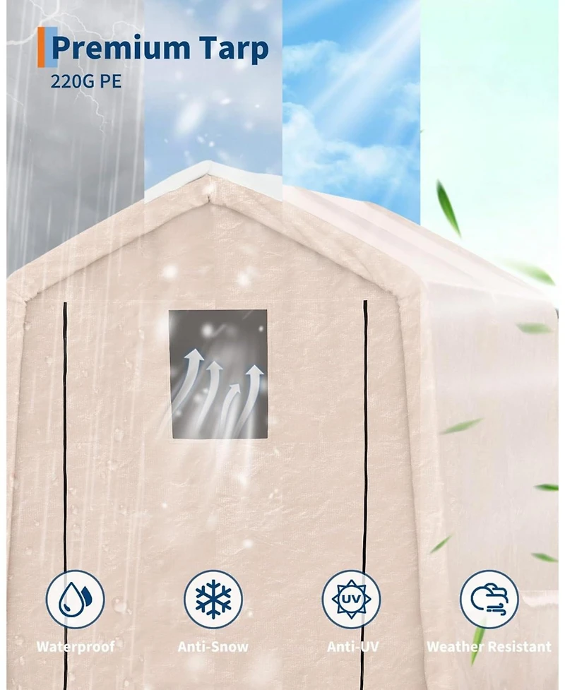 gaomon 7x10 feet Outdoor Portable Storage Shed with 2 Roll-Up Doors and Vents, 240G Heavy-Duty Shelter Waterproof Pe Tarp