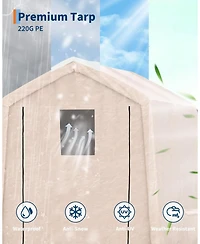 gaomon 7x10 feet Outdoor Portable Storage Shed with 2 Roll-Up Doors and Vents, 240G Heavy-Duty Shelter Waterproof Pe Tarp