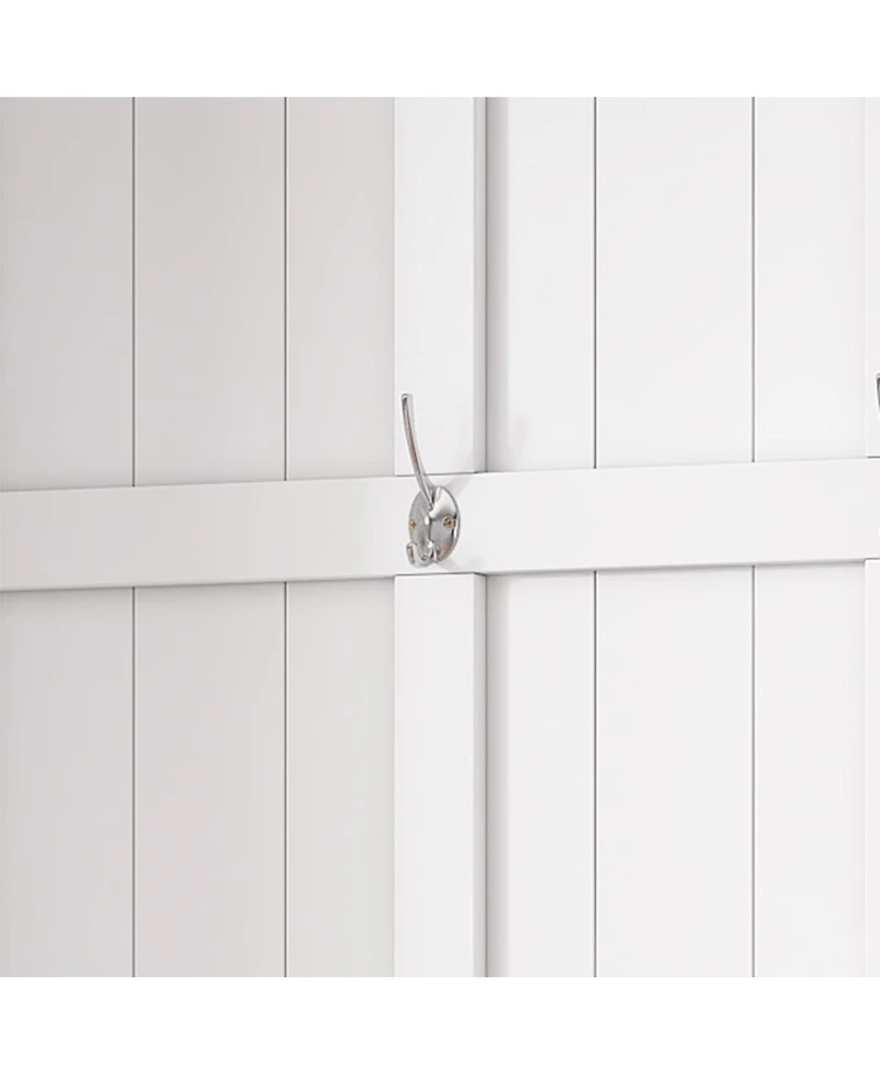 Streamdale Furniture Farmhouse Hall Tree with Storage Bench Shoe Cabinet and 6 Coat Hooks