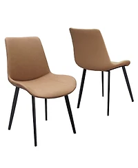 Streamdale Furniture Pu Leather Dining Chairs with Metal Legs Set of 2