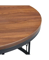Streamdale Furniture 27.5'' Round Walnut Mdf Coffee Table with Sturdy Metal Frame