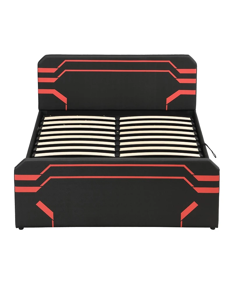 Streamdale Furniture Cyberpunk Hydraulic Storage Gaming Bed with Padded Headboard
