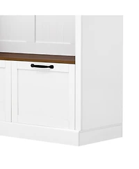 Streamdale Furniture 3-in-1 Hall Tree with Overhead Storage Bench and Entryway Organizer