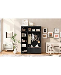 Streamdale Furniture 3-in-1 Hall Tree with Overhead Storage Bench and Entryway Organizer