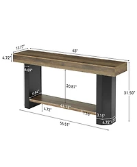 Tribesigns 2 Tier Console Table, 63'' Sofa Table Behind Couch, Long Console Sofa Tables