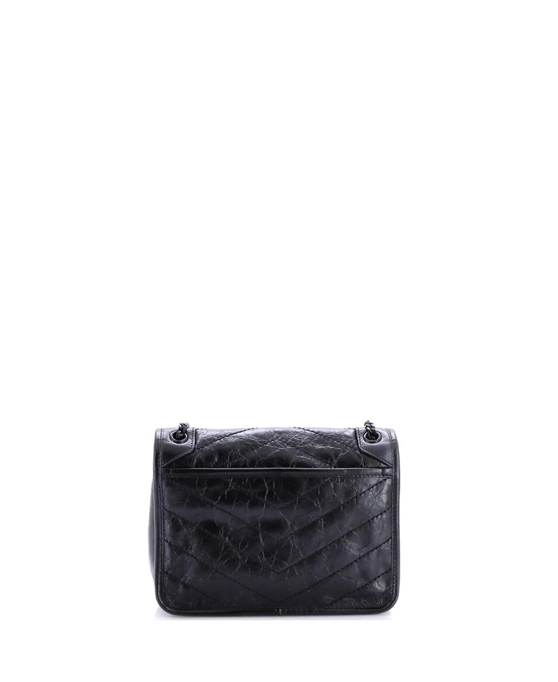 Pre-Owned Saint Laurent Baby Niki Chain Flap Bag Matelasse Chevron Leather