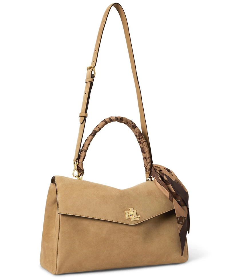 Lauren Ralph Farrah Scarf Trim Medium Soft Satchel Handbag