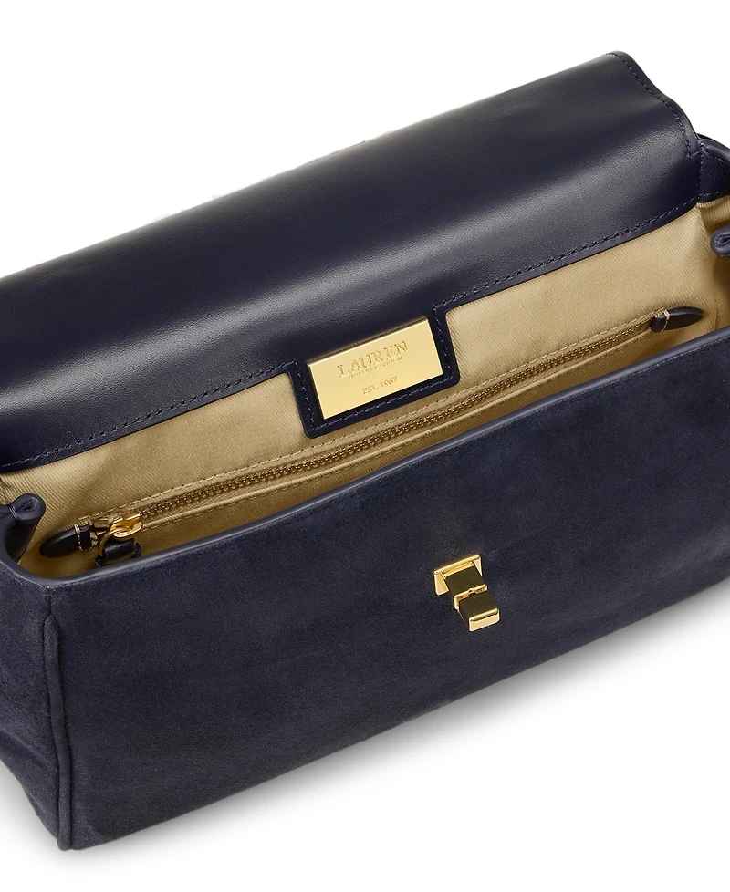Lauren Ralph Lauren Farrah Scarf Trim Small Soft Satchel Handbag
