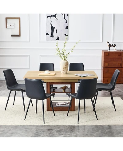 Streamdale Furniture 6-Piece Scalable Dining Table and Chair Set 59-71 Inch Extendable Table