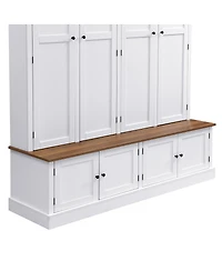 Streamdale Furniture 76.7''H Farmhouse Hall Tree with Bench Coat Rack and Storage Cabinet
