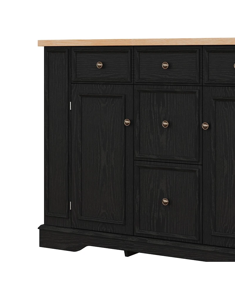 Streamdale Furniture 5-Drawer Sideboard Buffet Cabinet with Adjustable Shelves