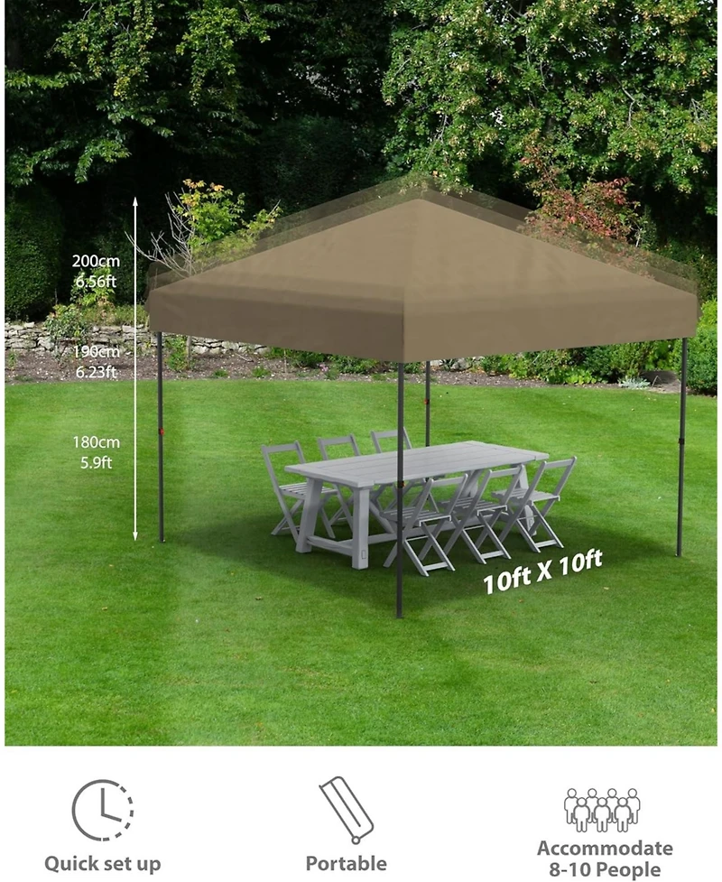 gaomon 10x10 Feet Canopy, Portable Pop-up Tent with 1 Sidewalls, Steel Frame, Water-Resistant and Uv-Resistant Oxford Fabric, for Outdoor Events