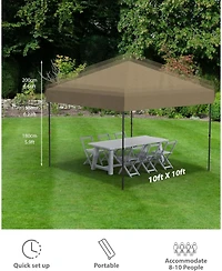 gaomon 10x10 Feet Canopy, Portable Pop-up Tent with 1 Sidewalls, Steel Frame, Water-Resistant and Uv-Resistant Oxford Fabric, for Outdoor Events