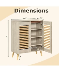 Slickblue Entryway Shoe Cabinet with Louvered Doors Removable Shelving