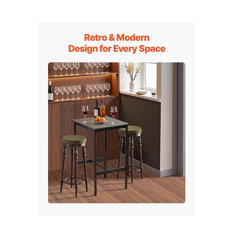 Sugift Bar Table Metal Frame High Top Pub Table with Wooden Top