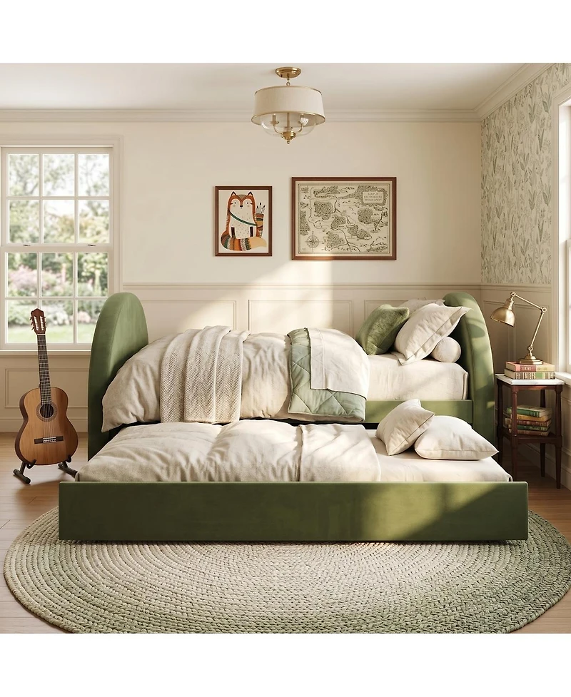 Streamdale Furniture Full Size Upholstered Day Bed Frame With Pull In And Out Function