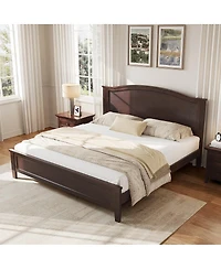 Streamdale Furniture Queen Size Platform Bed with Headboard with Wooden Slat Support Legs Espresso