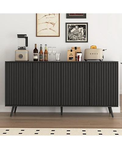 Streamdale Furniture 4-Door Wood Sideboard Buffet Cabinet with Adjustable Shelves