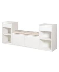 Streamdale Furniture All-in-One Entryway Storage Bench with Cushion Drawers and Shelves