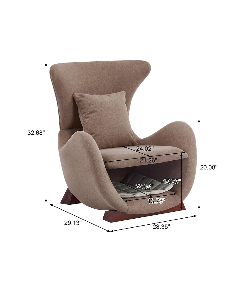 Streamdale Furniture Modern Brown Polyester Accent Chair with Pet/Storage Space