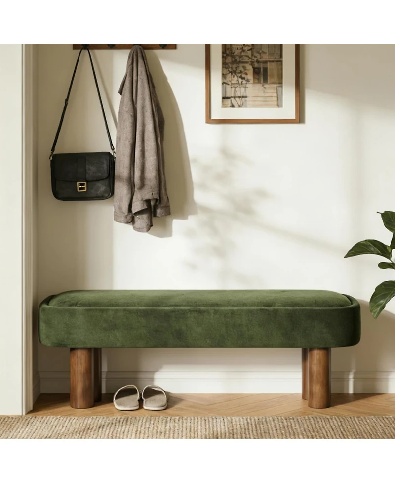 Streamdale Furniture Fabric Dining Bench with Walnut Legs 51.57''