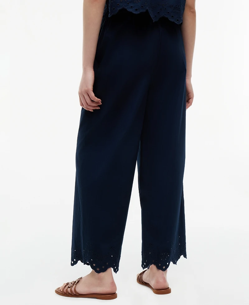Tommy Hilfiger Women's Cotton Broderie Straight-Leg Ankle Pants