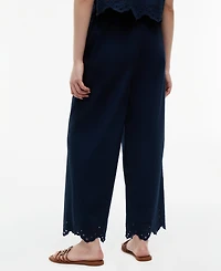 Tommy Hilfiger Women's Cotton Broderie Straight-Leg Ankle Pants