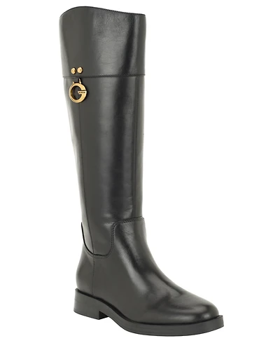 Guess Women's Kandra Wide Calf Signature G Logo Block Heel Boots