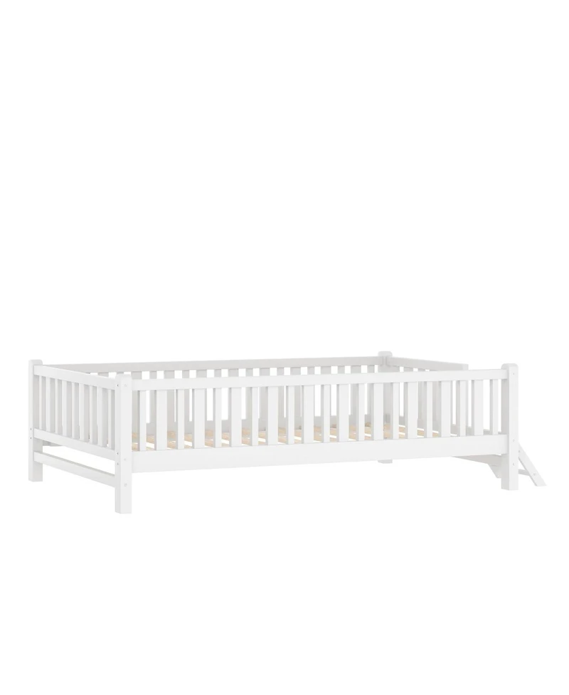 Streamdale Furniture Wood Twin Size Platform Bed with Guardrail