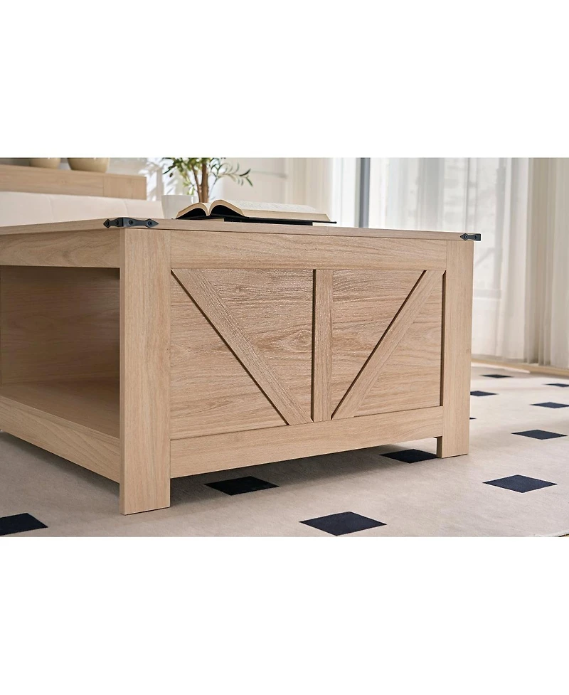 Streamdale Furniture Rustic Wood Farmhouse Coffee Table with Storage