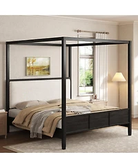 Streamdale Furniture Wooden Canopy Platform Bed with Upholstered Headboard