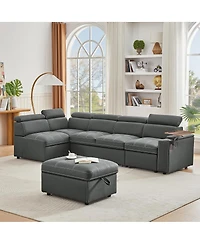Streamdale Furniture Fabric Sectional Sofa with Storage Ottoman