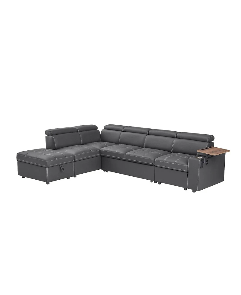 Streamdale Furniture Fabric Sectional Sofa with Storage Ottoman