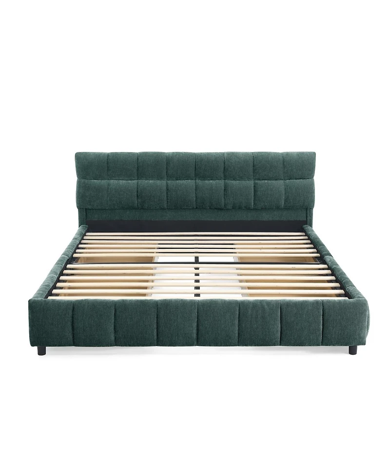 Streamdale Furniture Upholstered Chenille Bed Frame with Storage Drawer