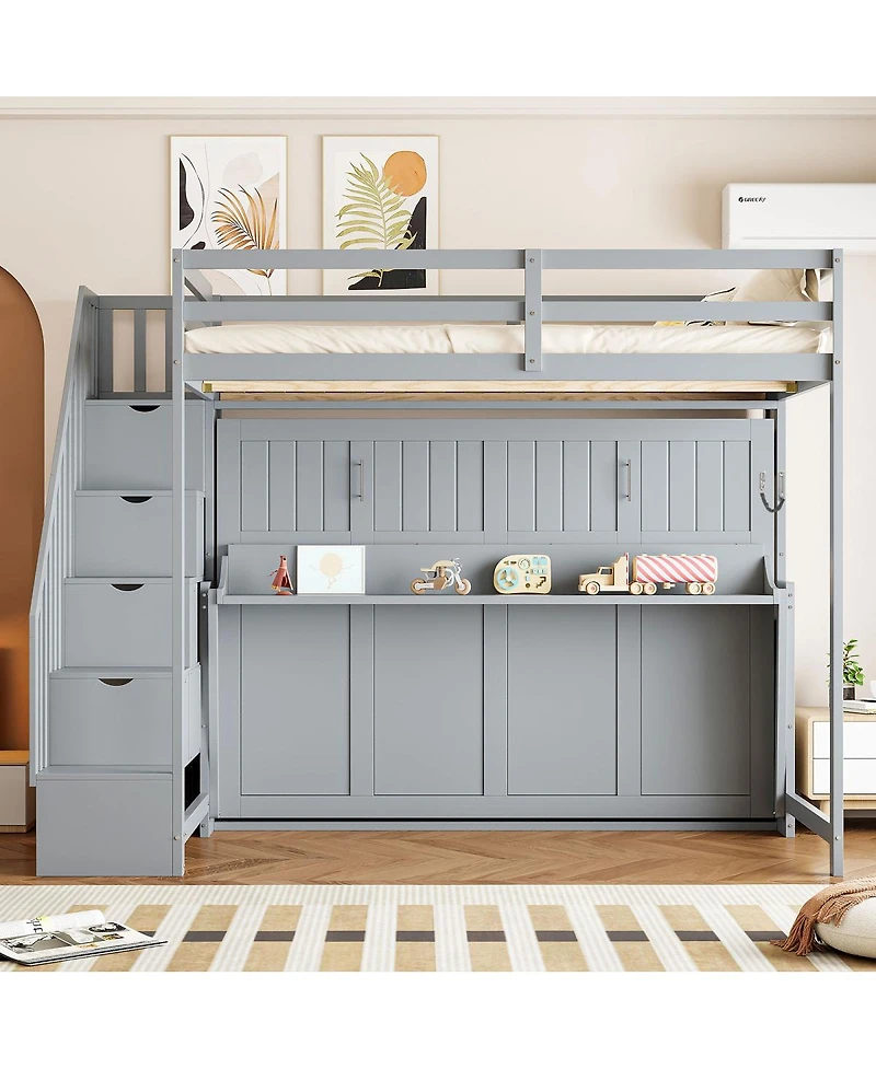 Streamdale Furniture Murphy Bed with Hydraulic Lift and Desk Design