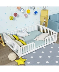 Streamdale Furniture Full Size Floor Fence Bed with Guardrails