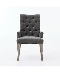 Streamdale Furniture Tufted Chenille Upholstered Dining Chair with Curved Wood Legs