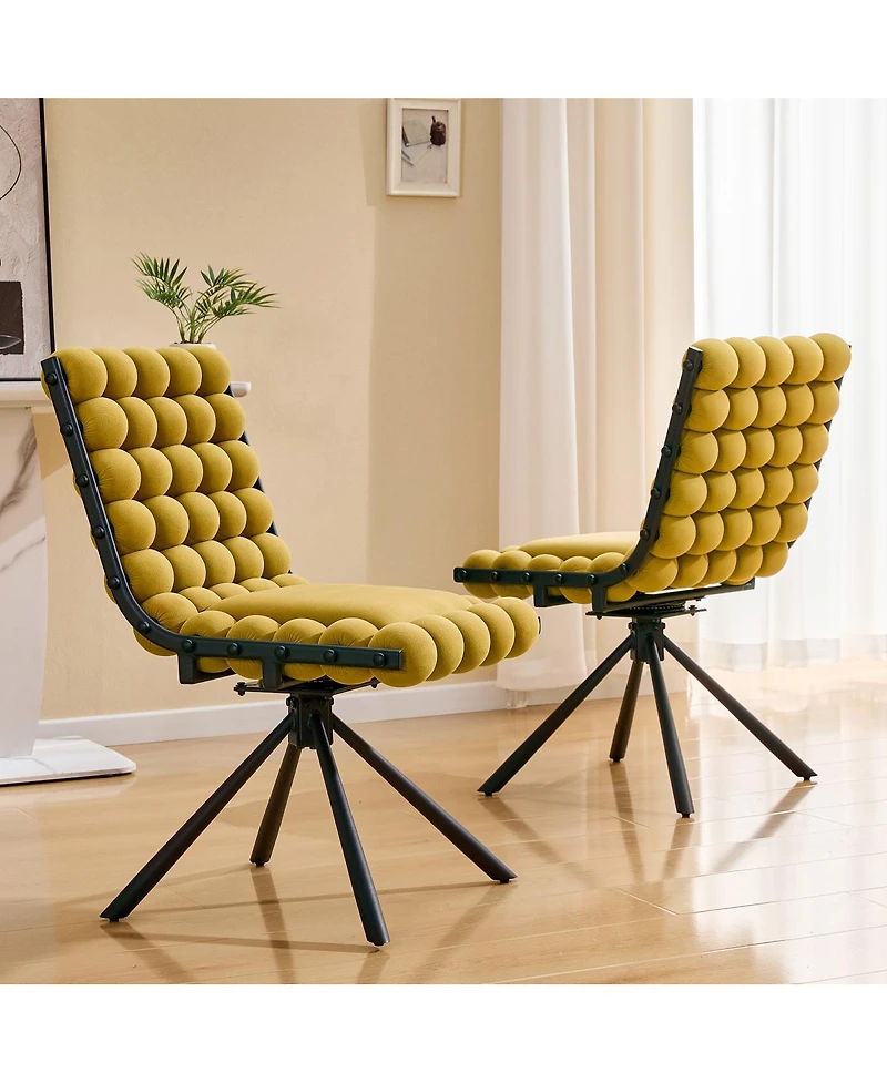 Streamdale FurnitureSet of 2 Velvet Bubble Dining Chairs with Legs