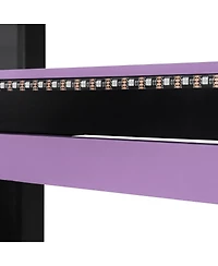 Streamdale Furniture Full Size Wood Loft Bed with Shelves Curtains and Rgb Lights