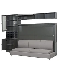 Streamdale Furniture Full Size Murphy Bed Wall Bed with Sofa Shelves Usb