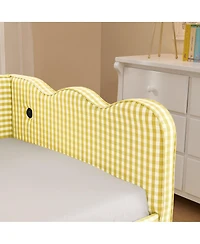 Streamdale Furniture Cozy Gingham Twin Daybed with Trundle Usb Port and Wave-Shaped Backrest