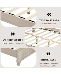 Streamdale Furniture Queen Solid Wood Platform Bed Frame with Tall Headboard No Box Spring Needed