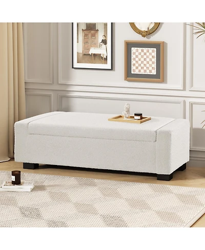 Streamdale Furniture 50'' Textured Fabric Rectangular Ottoman Bench with Hidden Storage