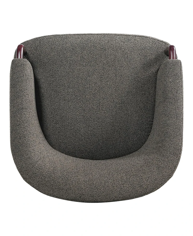 Streamdale Furniture30'' Modern Boucle Swivel Barrel Chair with Solid Wood Accents