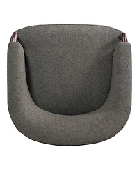 Streamdale Furniture30'' Modern Boucle Swivel Barrel Chair with Solid Wood Accents
