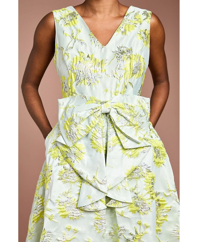 Coast Women's V-Neck Bow Jacquard Midi Dress