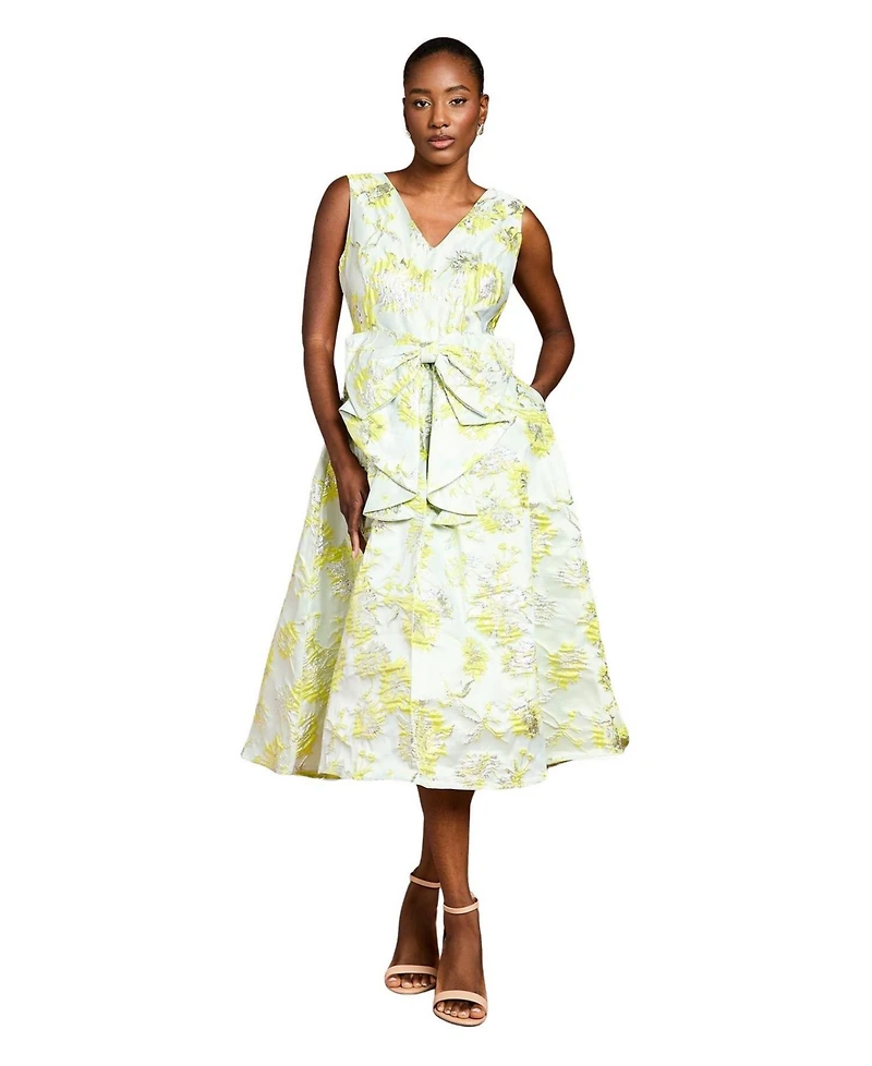 Coast Women's V-Neck Bow Jacquard Midi Dress