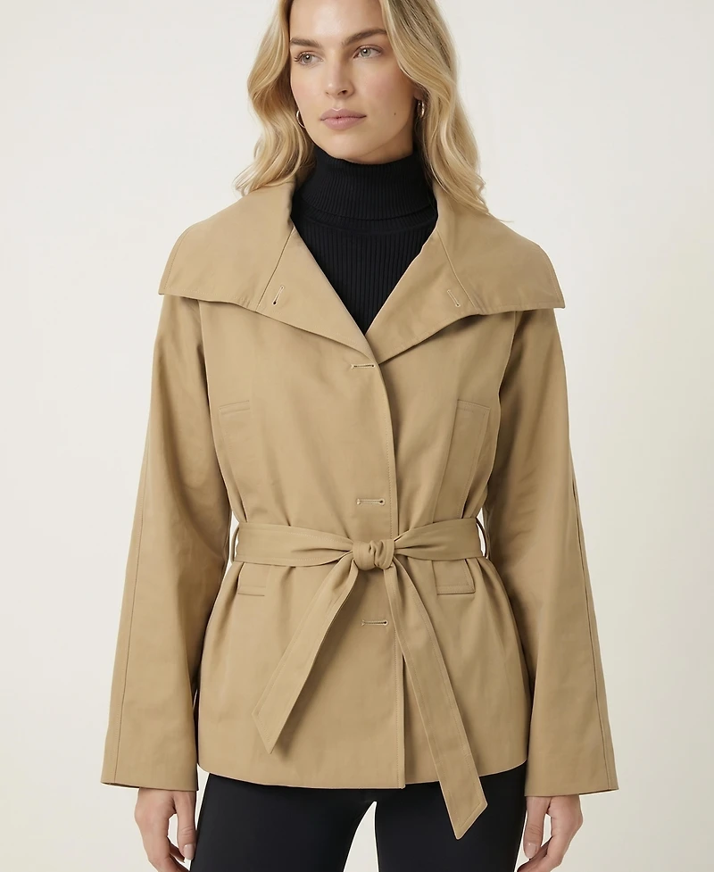 Modenaire Women's Belted Wrap Wide-Lapel Jacket